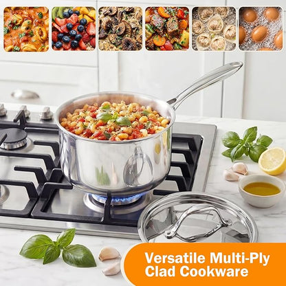 Cooks Standard Multi-Ply Clad Stainless Steel Cookware Set, 10-Piece Pots and Pans with Lids