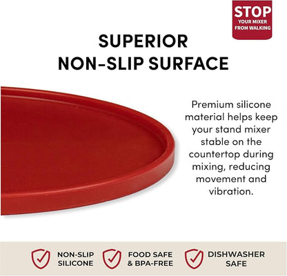 Baker's Buddy Anti-Slip Stand Mixer Mat for KitchenAid Select Bowl-Lift 5–8 Qt Mixers – Silicone Base Pad for Heavy Dough Kneading, Reduces Walking, Vibration & Noise, White/Transparent