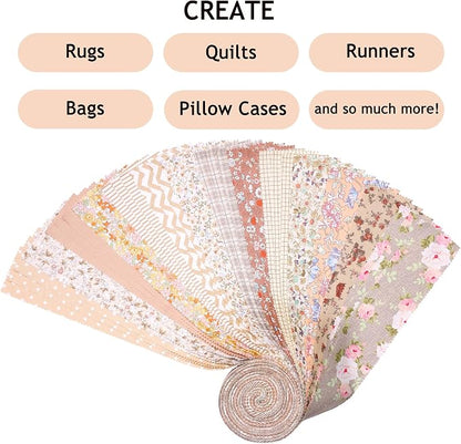 Nodsaw Jelly Rolls for Quilting Clearance 42 Strip 2.5" x 44" - Cotton Jelly Roll Fabric Strips for Quilting, Sewing, Blanket, Rug, Home Decor, and Purse Making, Vintage Light Brown
