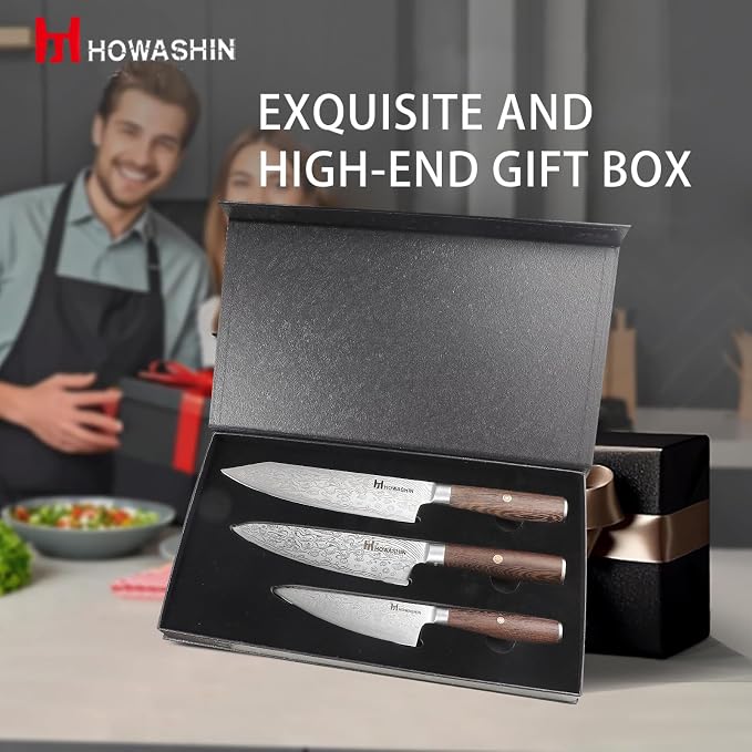 Kitchen Knife Set,High Carbon Stainless Steel Chef Knife Set,Sharp Forged Blade Professional Kitchen Knives Set with Ergonomic Handle, 3PCS Knives Set for kitchen with Gift Box