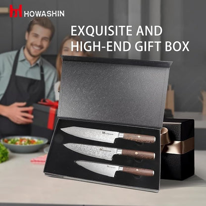 Kitchen Knife Set,High Carbon Stainless Steel Chef Knife Set,Sharp Forged Blade Professional Kitchen Knives Set with Ergonomic Handle, 3PCS Knives Set for kitchen with Gift Box