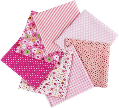 aufodara 7pcs 20” x 20” Cotton Fabric Squares Patchwork Bundle Making Supplies Quilting Weight 120 g/m² for Sewing Quilt DIY Artcraft Handwork (Pink)