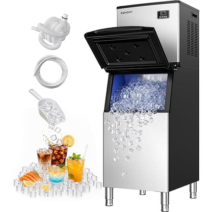 EUHOMY Commercial Ice Maker Machine 500Lbs/24H, SECOP Compressor&ETL Approval, Industrial Ice Machine, 250Lbs Storage, Ice Ready in 8-15 min, Stainless Steel Ice Maker for Bar/Cafe/Restaurant/Business