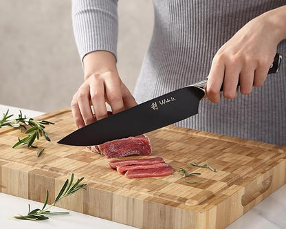 Wakoli Titanium Noir Knife Block Set – 5-Piece Chef Knife Set with Magnetic Acacia Block | 5Cr15MoV Stainless Steel Blades with Black Titanium Coating | Ergonomic G10 Handles | Kitchen Knives Gift Set
