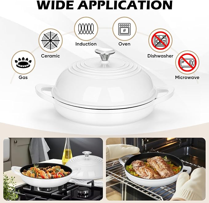 Bread Dutch Oven for Sourdough Baking (5.5 QT), Joyfair Enameled Cast Iron Dutch Oven Pot with Lid, Sourdough Bread Pan with Heavy Duty Dual Handles, Non-Stick & Even Heat, Oven-safe up to 500°F White