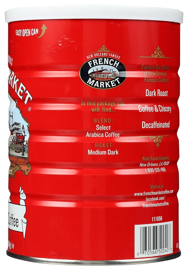 French Market French Roast Medium-Dark Roast Ground Coffee, 12oz Can (Pack of 1)