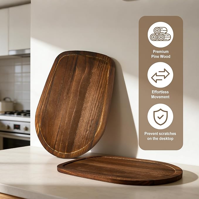 Mixer Slider Mat for KitchenAid 4.5-5 Qt Tilt Head Stand Mixers, Pine Wood Moving Tray for Kitchenaid Artisan, Storage Organizer for Kitchen Countertop Accessories and Attachments (Brown, 4.5-5 Qt)