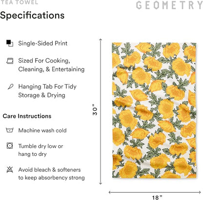 GEOMETRY Tea Towels – Spring & Summer Collection – Quick-Dry, Ultra-Absorbent, Reusable Microfiber Kitchen Towels for Drying & Cleaning - Field of Gold - 1 Pack