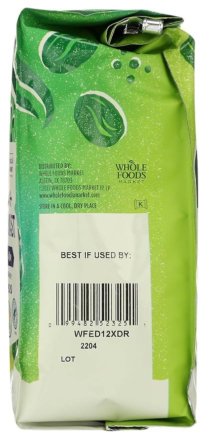 Whole Foods Market, Extra Dark Roast Ground Coffee, Full & Intense, Bold & Smoky, 12 Ounce