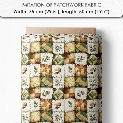 Rustic Patchwork Cotton Fabric Panel – 6 Designs (10"×10" inch Each) + Bonus Patchwork Sheet 29.5"×19.6" inch, 100% Cotton 140 GSM