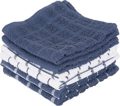 Ritz Premium 3-Pack Kitchen Towel & 6-Pack Dish Cloth Set - Highly Absorbent, Super Soft, Long-Lasting, 100% Cotton Terry Drying Cleaning Cloths, Federal Blue