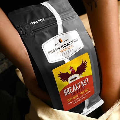 Fresh Roasted Coffee, Breakfast Blend Whole Bean Coffee, Light Roast, Kosher, 12 oz