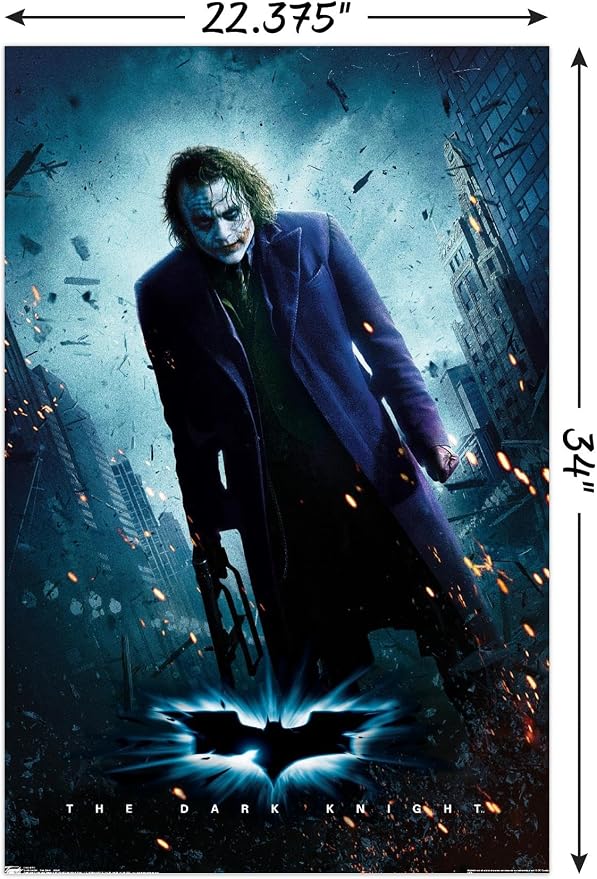 Trends International DC Comics Movie - The Dark Knight - The Joker - One Sheet Wall Poster, 22.375" x 34", Premium Poster & Mount Bundle