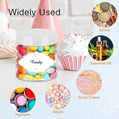 PeacePeo Plastic Jars 6 OZ, 48 Pcs Plastic Jars with Lids Round Wide Mouth Slime Containers with White Lids Empty Small Storage Jar for Travel, Home Kitchen Food, Arts Crafts