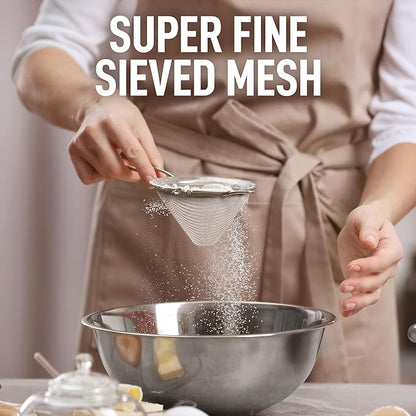 Zulay Kitchen 304 Stainless Steel Fine Mesh Strainer 3.35 in - Strainers Fine Mesh, Tea Strainers for Loose Tea - Perfect for Tea, Cocktails, Juicing, Drinks, Liquids, Matcha, Coffee & More