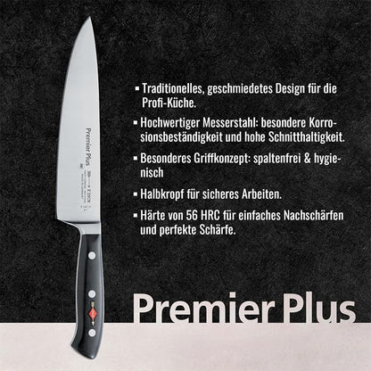 F. DICK – Premier Plus Chef Knife - Classic kitchen knife with 8.3" blade & 56 HRC - Ideal for meat & vegetables - Ultra sharp - Stainless steel - Ergonomic handle - High carbon - Made in Germany