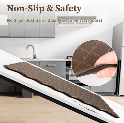 Arenarug Upgrade Scalloped Embossed Kitchen Mats for Floor 2PCS Cushioned Anti Fatigue Waterproof Foam Kitchen Rugs Non Slip Washable Comfort Standing Mat for Office Sink Laundry, Brown