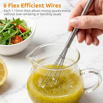 U-Taste 7" Mini Whisk for Cooking: 18/8 Stainless Steel Small Metal Kitchen Wisk, Tiny Hand Mixing Tool for Coffee, Egg, Sauce, 6-Wires Compact Head for Baking, Beating in Bowl, Mug, Jar (Set of 2)