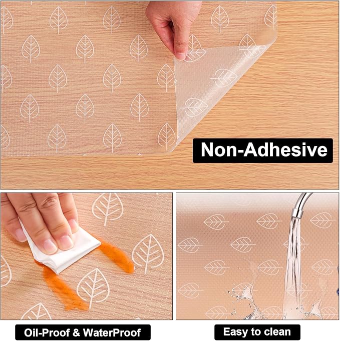 Cooyes Shelf Liner Drawer Liners, Shelf Liners for Kitchen Cabinets, Non-Adhesive Cabinet Liner, EVA Waterproof Non-Slip Refrigerator Liners for Kitchen Drawers
