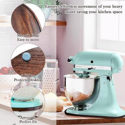 Natural Walnut Wood Mixer Slider Mat for KitchenAid 4.5-5 qt Stand Mixer Sliding Tray for Countertop Protection