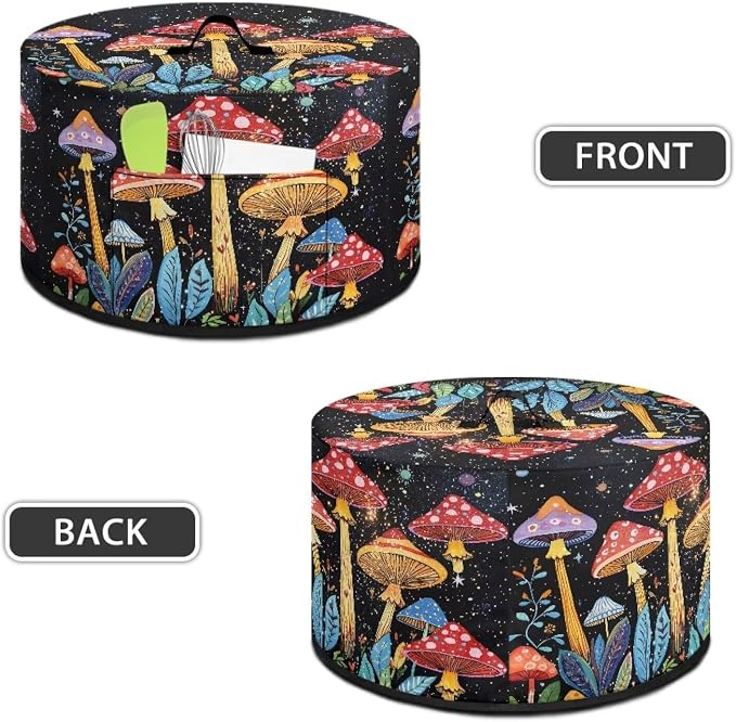 Magic Mushrooms Slow Cooker Cover Protection Crock for Pot Dust Cover Fits for Most 6-8 Quart Small Kitchen Appliance Vibrant Decor with Top Handle