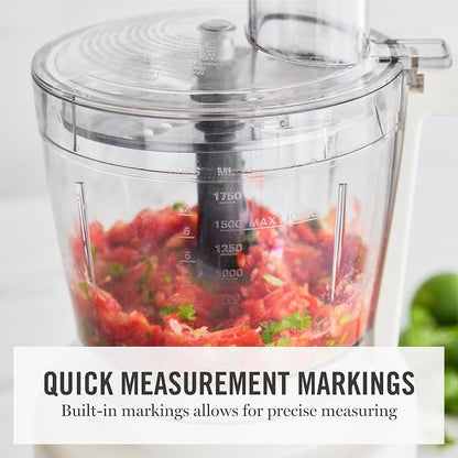 Martha Stewart Food Processor, 10-Cup Electric Chopper for Slicing, Shredding, Mincing and Puree, BPA-Free Twist & Lock Bowl, 3 Multipurpose Blades, Variable Speed Dial, Wide Feed Chute, Linen Cream