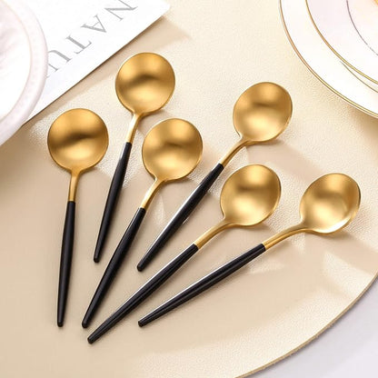 Lemeya Black Gold Coffee Spoons Set,Stainless Steel Teaspoons of 6,Espresso Spoons 5.11 inch,Demitasse Dessert Scoop,Small Tea Scoop Mini for Stirring,Matte Finish,Dishwasher Safe