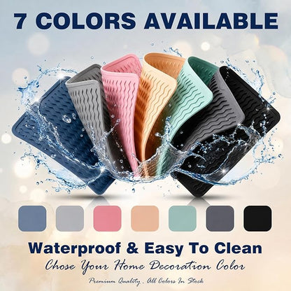 2 Pack Caketime Silicone Dish Drying Mat for Kitchen Counter Under Sink Protector Organizers Cooking Baking Espresso Machine Accessories Coffee Mats Appliance Stone Rack Trays Drain 12"x12" Black