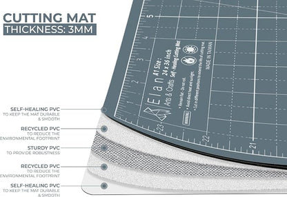 Elan Cutting Mat A4 Gray, Self Healing Cutting Mat 9x12 Inch, 5-Ply Craft Board Gray, Hobby Board for Crafts 9x12 Inch