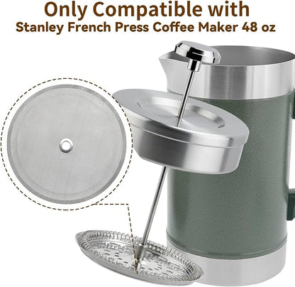 French Press Filter Compatible with Stanley French Press, 4 Pcs Reusable Stainless Steel Filter for Stanley Coffee Maker 48 oz