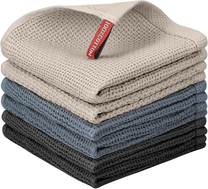 Nialnant 6 Pack Dish Cloths,100% Cotton Waffle Weave Kitchen Towels,Soft and Absorbent Kitchen Dish Rags, Dish Towels for Washing Dishes-12x12 Inches