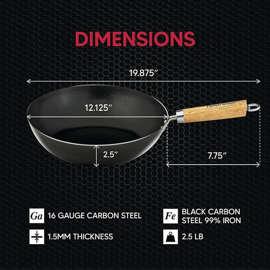 Helen's Asian Kitchen Xylan Non-Stick Wok, 12-Inch Flat Bottom Wok