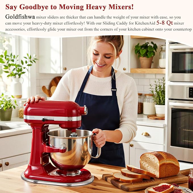 Mixer Mat Slider Compatible with KitchenAid 5-8 Qt Bowl-Lift Mixer - Thickened Acrylic Appliance Sliding Tray Kitchen Countertop Storage Mover Caddy for Kitchen Aid Professional Stand Mixer, Clear