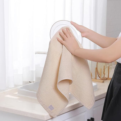 Homaxy 100% Cotton Waffle Weave Kitchen Dish Towels, Ultra Soft Absorbent Quick Drying Cleaning Towel, 13 x 28 Inches, 24-Pack, Beige