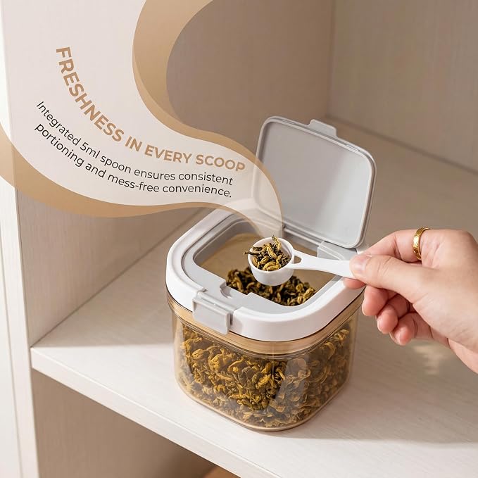 Coffee Canister with Scoop, 2 Pack 27oz Airtight Coffee Storage Container, Amber Light Blocking Jar, Wide Mouth for Coffee Beans, Sugar, Tea, Herbs Pantry Storage