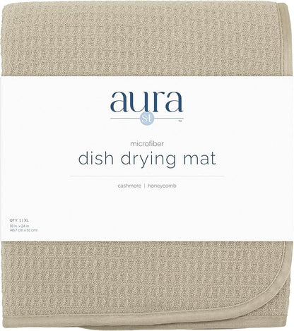 S&T INC. Dish Drying Mat XL, 18” x 24”, Absorbent Microfiber Kitchen Counter Mat, Dish Drying Pad for Dishes, Utensils, Pots and Pans, Extra Large, Pure Cashmere