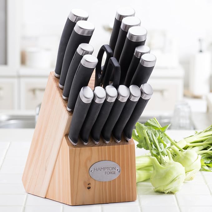 Hampton Forge Epicure Cutlery Collection, Stainless Steel Kitchen Knives & Knife Sets, 17-Piece Cutlery Set