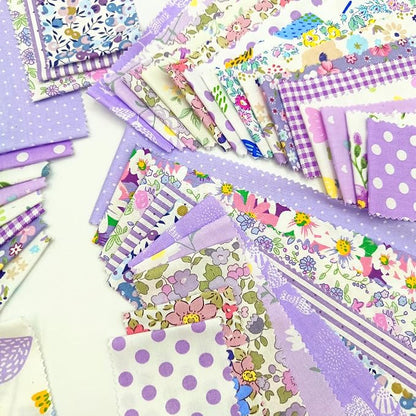 80 Pcs Jelly Roll Fabric Strips for Quilting Sewing 2.6" Precut Cotton Floral Fabric Strips Bundles with Wavy Edges, Perfect for Sewing Purple