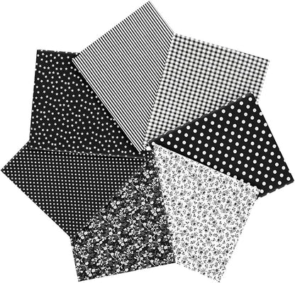 Ainiv 7pcs Fabric Bundles Squares, 19.68"x19.68" 100% Cotton Quilting Fabric Bundles, Floral Precut Squares Patchwork for Quilting, Sewing, DIY Crafts, Mask, Black