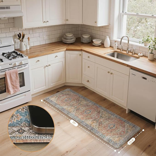 GENIMO Kitchen Mats for Floor, Kitchen Rugs Non Slip Washable, Waterproof Anti Fatigue Mat, Comfort Standing Runner Rug for Sink, Office, Laundry, Home, 23.6"x71", RetroBrick