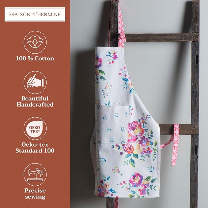 Maison d' Hermine 100% Cotton Apron for women with Pocket Kitchen Chef Apron for Men Cooking Spring Summer