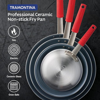 Tramontina Professional 12-Inch Ceramic Non Stick Large Frying Pan, Heavy-Gauge Aluminum Skillet with Ceramic Nonstick Coating, Dishwasher and Oven Safe, Gray