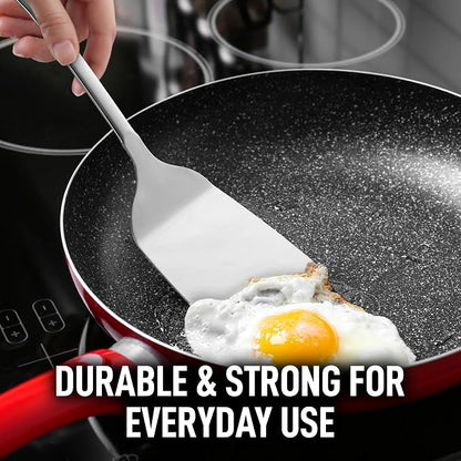 Zulay Kitchen Stainless Steel Solid Spatula - 15” Large Metal Turner for Cooking, Frying & Grilling - Durable, Heat-Resistant & Dishwasher Safe Kitchen Utensil for Everyday Use