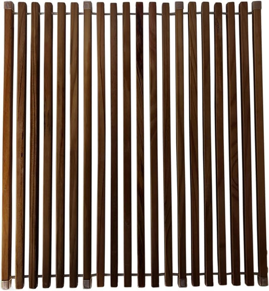 Roll Up Wooden Drying Rack Over The Sink Kitchen, Cover Sink Dry Dishes Bowl Spoon Quickly, Aesthetics and Finishes Coating, Neat Design Stain-Resistant Easy to Dry (Dark Walnut color)