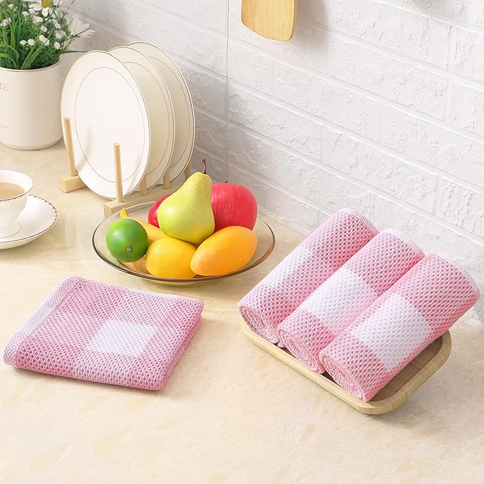 Homaxy 100% Cotton Waffle Weave Check Plaid Kitchen Towels, 13 x 28 Inches, Super Soft and Absorbent Dish Towels for Drying Dishes, 4-Pack, Multicolor