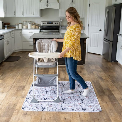 Splat Mat for Baby – Under High Chair Floor Mat Protects Wood, Vinyl and Carpet from Spills – Waterproof 4 Layer Baby Mat with Anti-Skid Backing Deters Bunching and Sliding (51” x 51”)