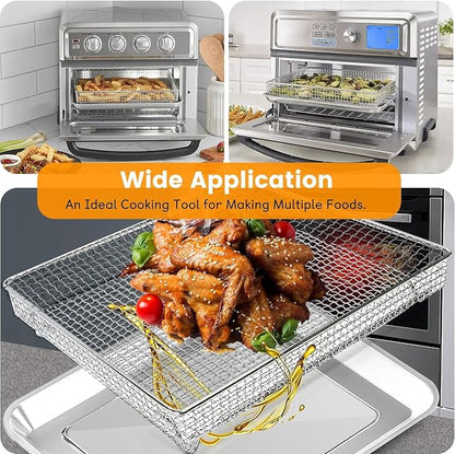 Air Fryer Basket Tray Replacement for Cuisinart TOA-60 TOA-65 TOA-70 Toaster Air Fryer Convection Oven, 12.4 * 11'' Mesh Air Fryer Steel Basket Wire Rack Accessories Parts, Dishwasher Safe