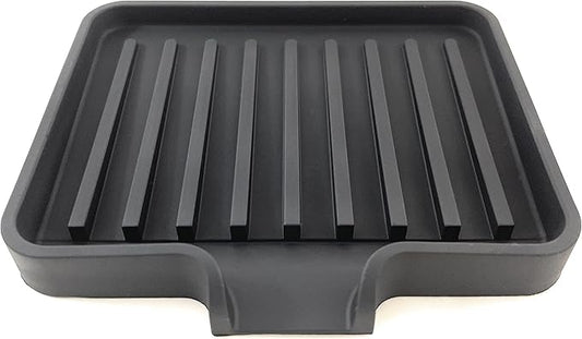Silicone Soap Dish Tray and Sponge Holder with Drain Chute, Rectangular, Kitchen and Bathroom Sink Organizer (Black, 5.2"x4" (Set of 2), 7.2 Ounces)