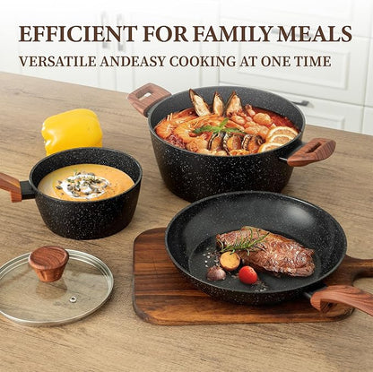 26Pcs Pots and Pans Nonstick Ceramic Cookware Set Nontoxic Kitchen Cooking Set with Steamers Utensils Induction Compatible, PFAS/PFOA Free, Oven and Dishwasher Safe, Black