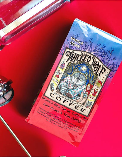Raven's Brew Wicked Wolf Whole Bean Coffee, 12 ounce - Dark Roast - Full Body of Currant and Spice (2 Pack)